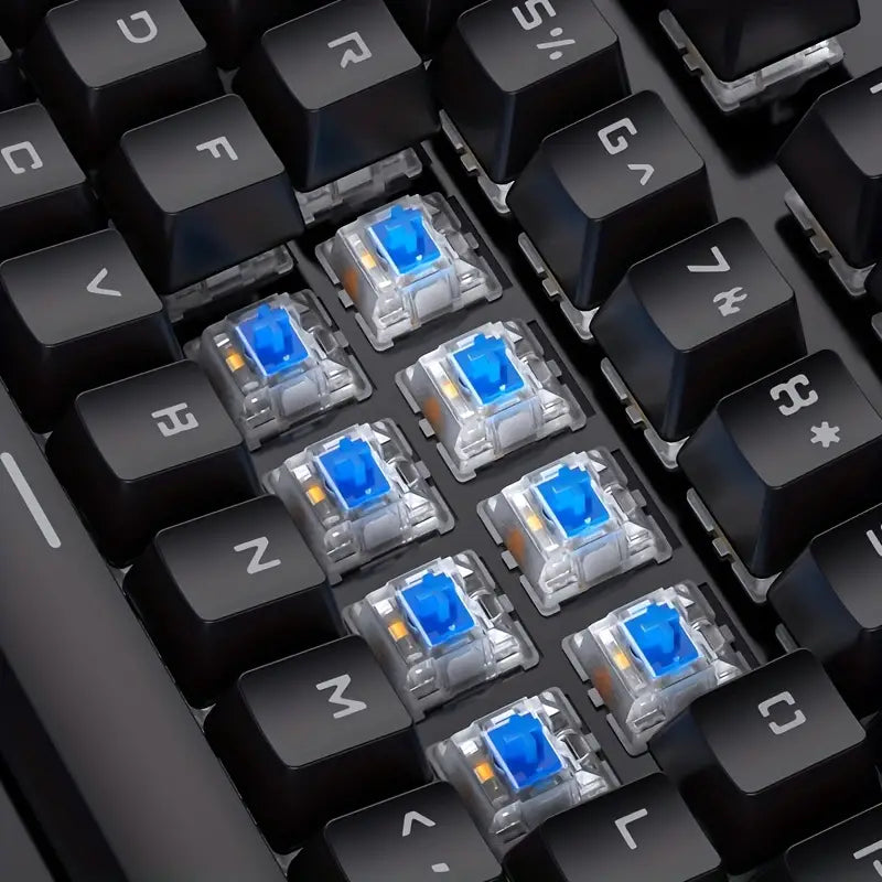 Clavier Qwerty mécanique noir avec led, 104 touches, Green Axis, connexion USB