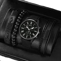 Montres à quartz pour homme avec set de 3 bracelets (noir pur)