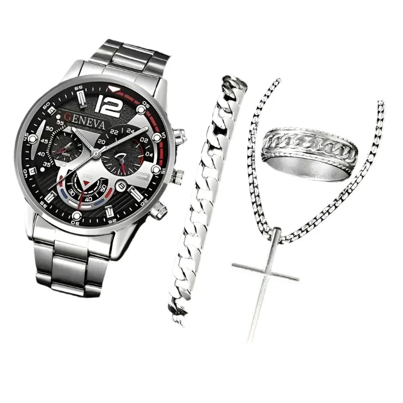 Montres à quartz intemporelles pour hommes, avec bracelets en acier inoxydable résistant