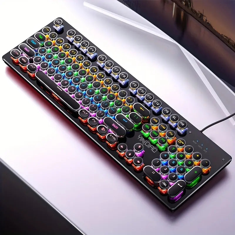 Clavier Qwerty mécanique noir avec led, 104 touches, Green Axis, connexion USB
