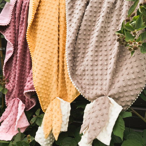 Couverture 2 en 1, couverture avec doudou intégré, rose poudré