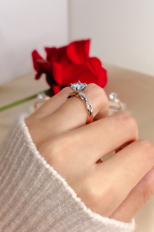Bague Fairy Tales Solitaire, argent 925, plaqué or rose 18K