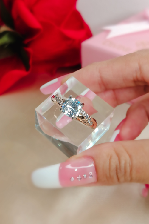 Bague Fairy Tales Solitaire, argent 925, plaqué or rose 18K