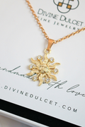 Colier 24 Karats CZ Sun Pendant Necklace