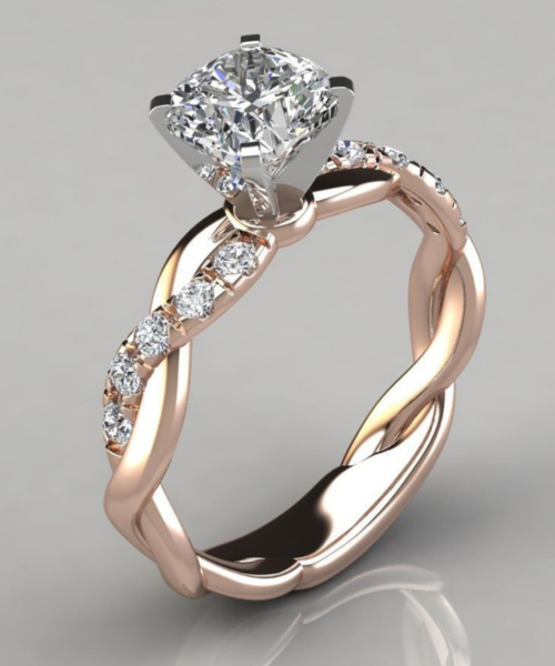 Bague Fairy Tales Solitaire, argent 925, plaqué or rose 18K