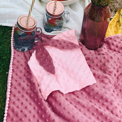Couverture 2 en 1, couverture avec doudou intégré, rose poudré