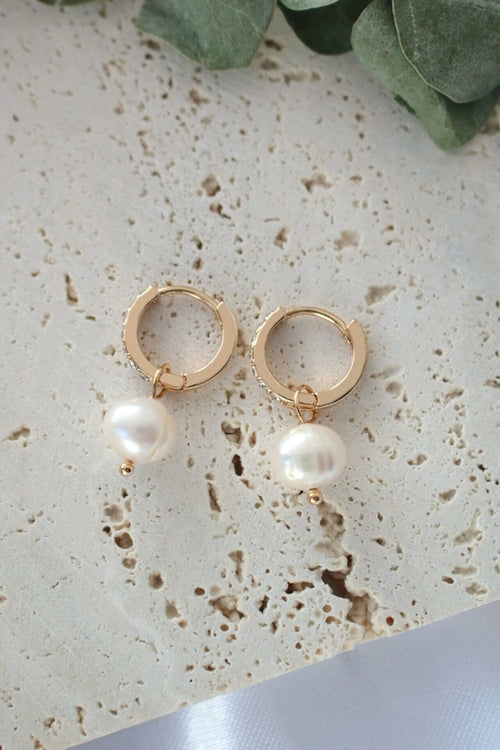 Créoles en perles baroques d'eau douce 24 carats