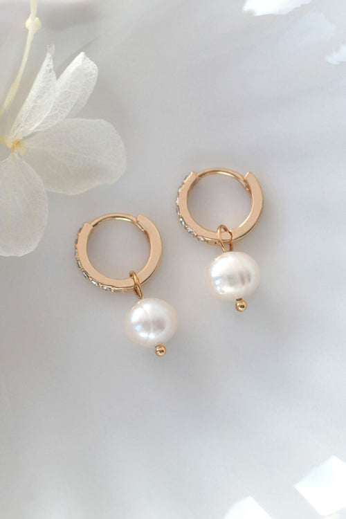 Créoles en perles baroques d'eau douce 24 carats