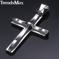 Pendentif croix pour homme, en acier inoxydable noir, or et argent