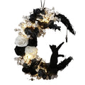 Couronne de lune et chat mystique pour portes, fêtes et charme tout au long de l'année